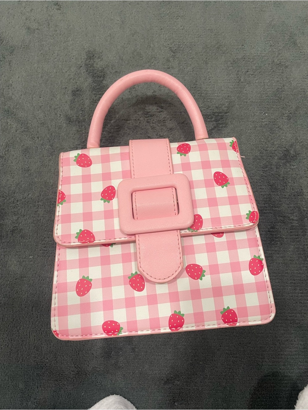 Unlisted Pink Gingham Strawberry Top-Handle Mini Bag